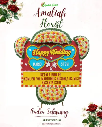 Karangan Papan Bunga Pernikahan di Gedung Puspa Pesona Taman Anggrek